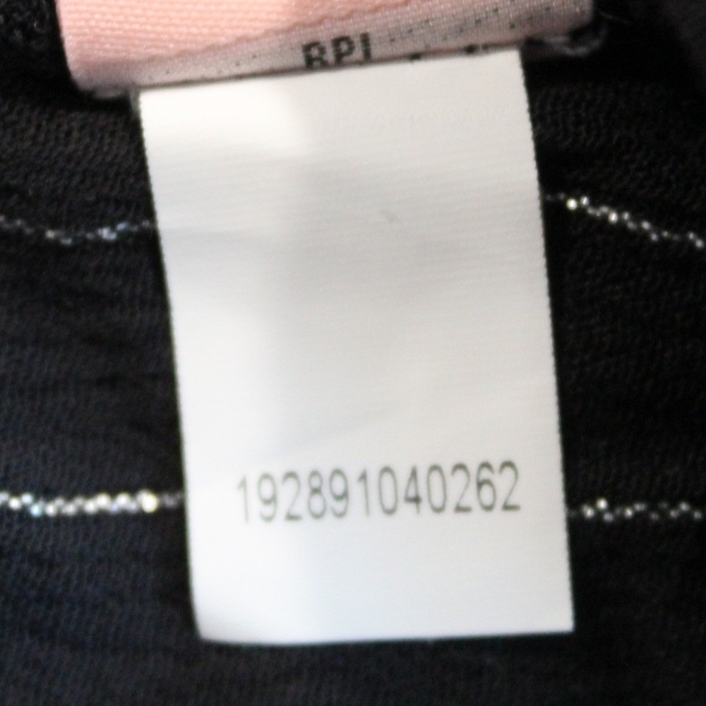 Juicy Couture Womens Black Silver Metallic Pinstripe Tie‎ Front Ruffle Top L - Picture 4 of 9